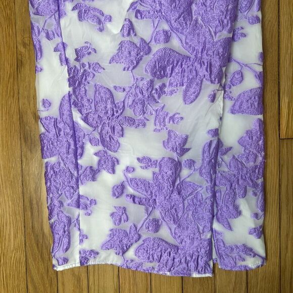 Showpo Brailey Midi Dress Strapless Dress Purple Jacquard Floral Size 2 - Picture 6 of 7